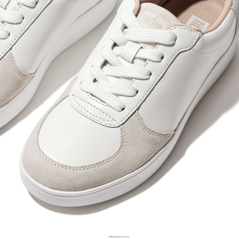 rally sneakers van leer/suède vrouwen Fitflop F4BXJ8221 wit/zeeblauw