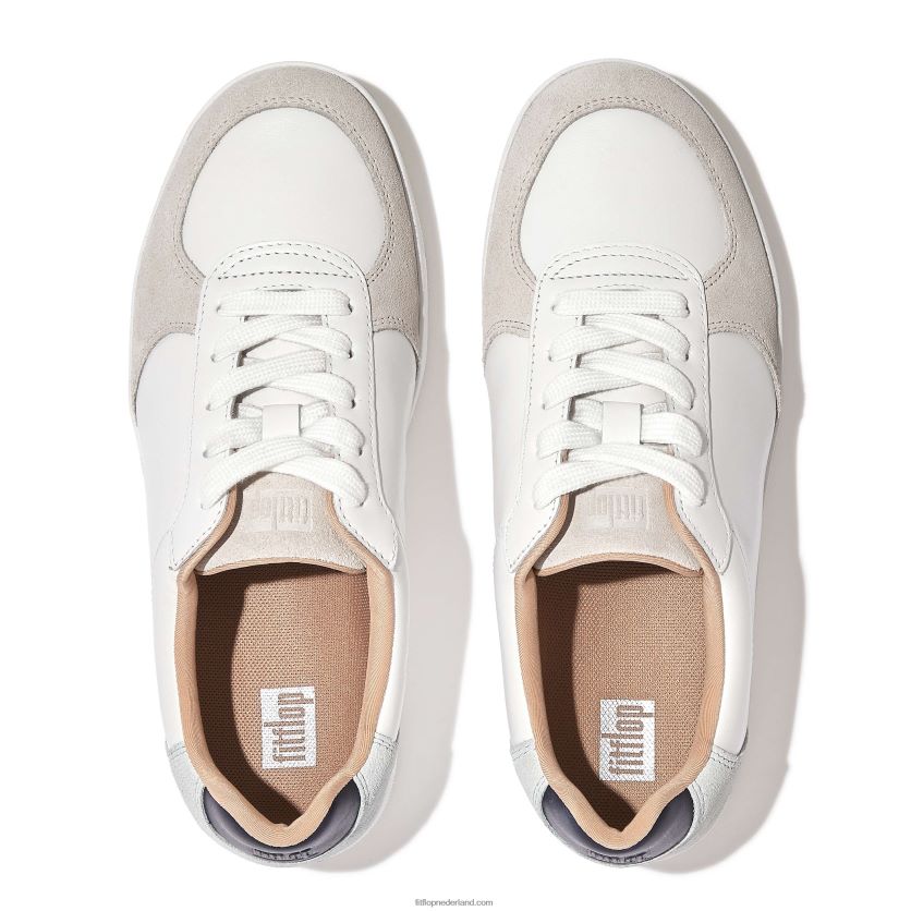 rally sneakers van leer/suède vrouwen Fitflop F4BXJ8221 wit/zeeblauw
