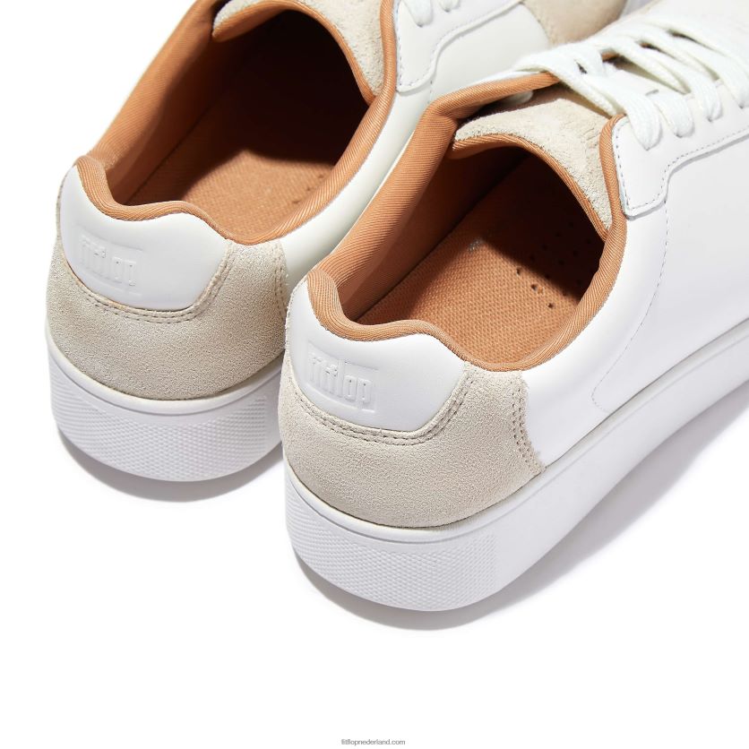 rally sneakers van leer/suède vrouwen Fitflop F4BXJ8223 wit/beige