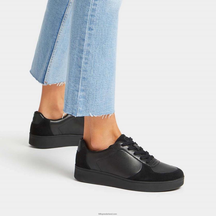 rally sneakers van leer/suède vrouwen Fitflop F4BXJ8224 helemaal zwart