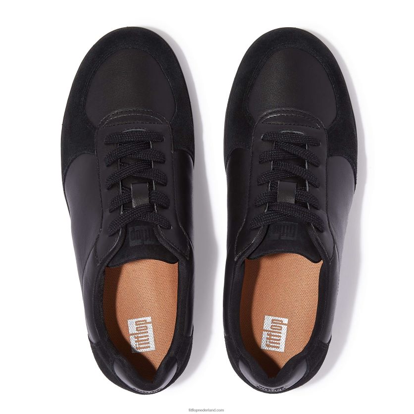 rally sneakers van leer/suède vrouwen Fitflop F4BXJ8224 helemaal zwart