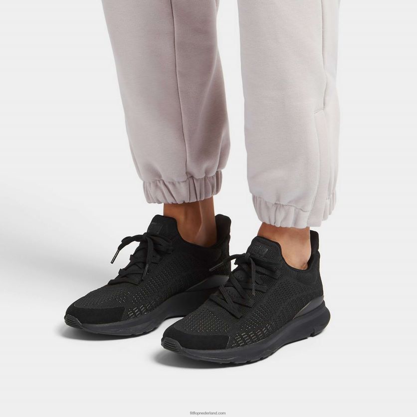 vitamine ffx gebreide sportschoenen vrouwen Fitflop F4BXJ8253 helemaal zwart