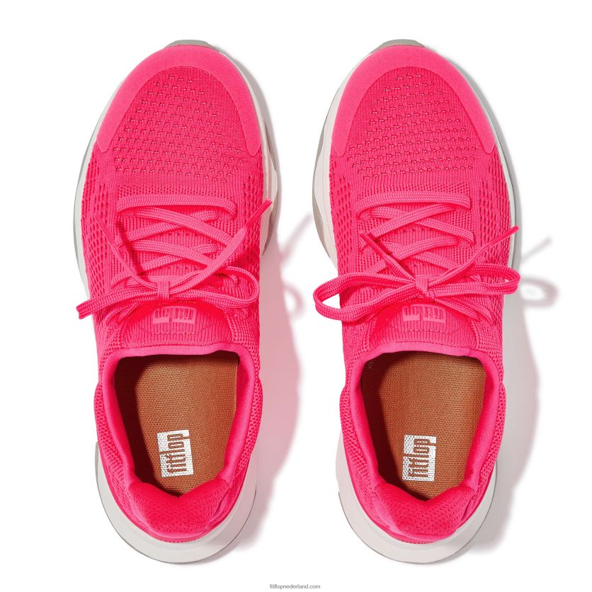 vitamine ffx neon reflecterende gebreide sportschoenen vrouwen Fitflop F4BXJ8241 knal roze