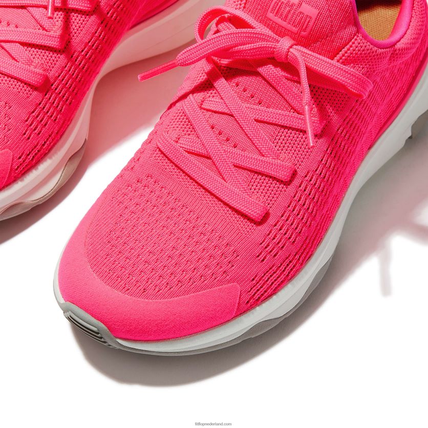 vitamine ffx neon reflecterende gebreide sportschoenen vrouwen Fitflop F4BXJ8241 knal roze
