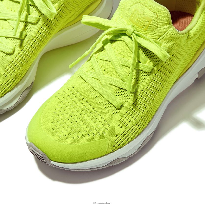 vitamine ffx neon reflecterende gebreide sportschoenen vrouwen Fitflop F4BXJ8242 elektrisch geel